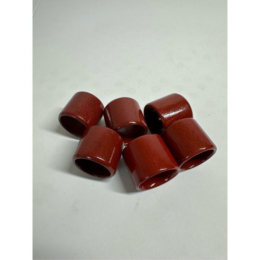 Set of 6 Vintage Wooden Terracotta Napkins Rings 2”x2”